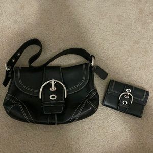 Black Leather Coach Purse & Wallet